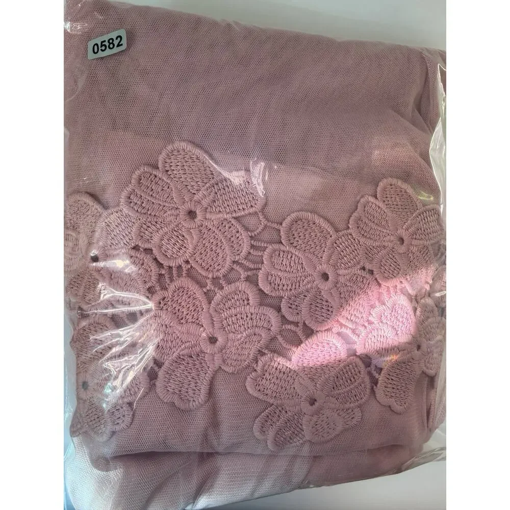 Dusty Rose Sheer Skirt Womens 1X Lace Hem Boho Romantic Knee Length Coqette Pink - Picture 9 of 10